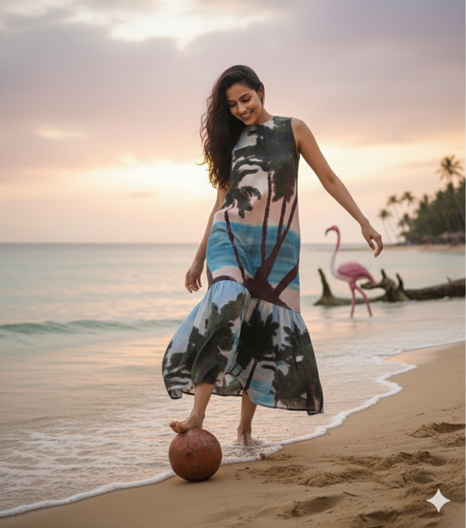 beach vibe dress Dress Casual Midi By Beachlunchlounge In Blue & White, Size: M main image 0