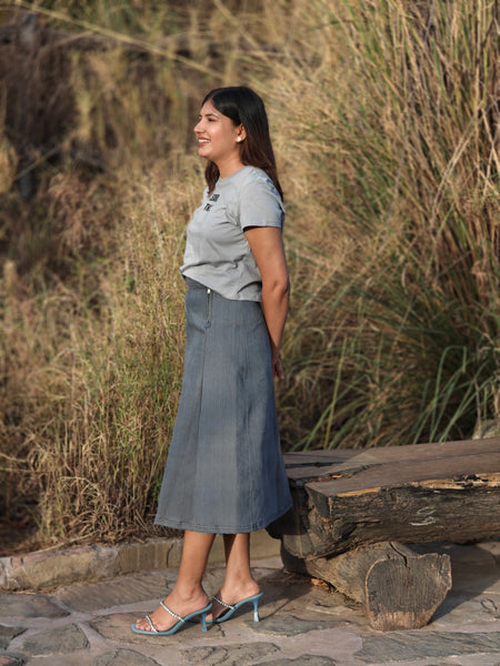 Grey denim skirt
