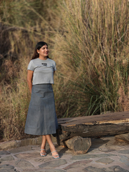 Grey denim skirt