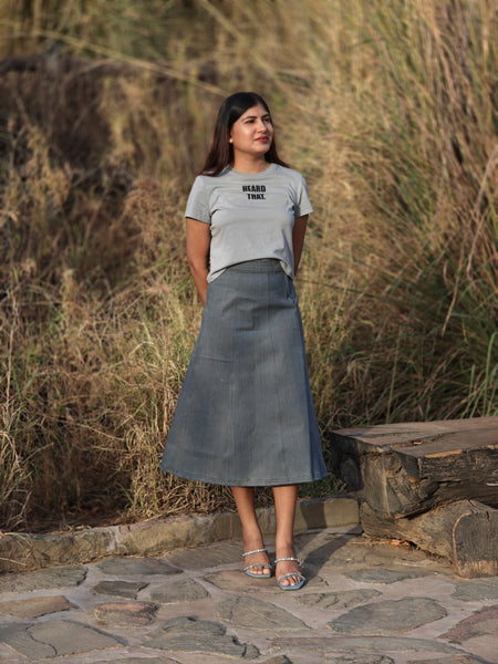 Grey denim skirt