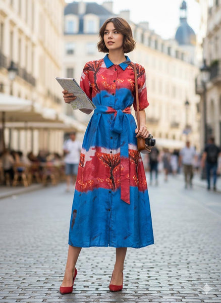 Italian summer  ( midi dress with belt )