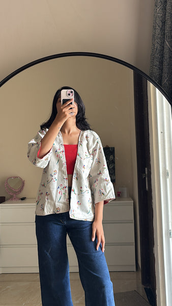 Red appliqué reversible jacket