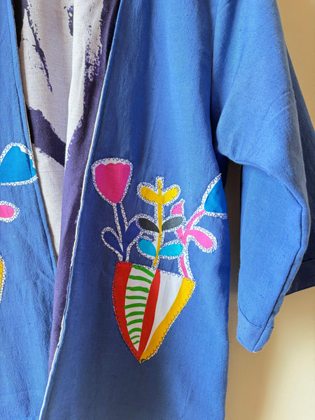 Flower pots appliqué reversible jacket ( limited edition)