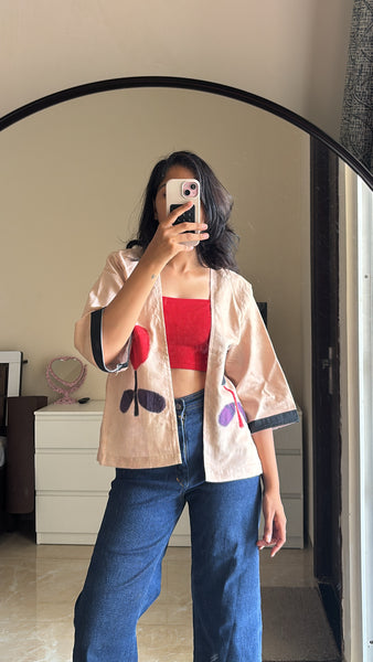 Floral appliqué jacket