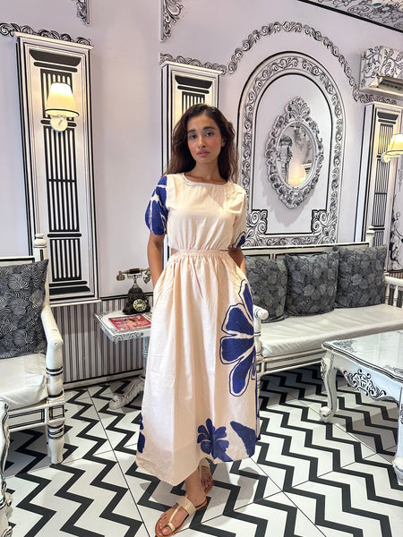 Aqua floral (cut out maxi)