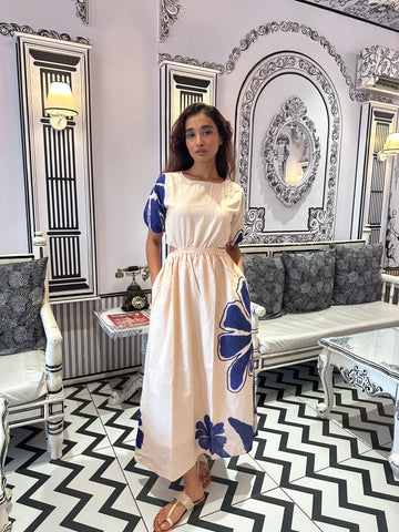 Aqua floral (cut out maxi)