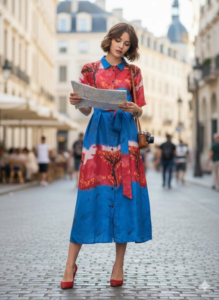 Italian summer  ( midi dress with belt )