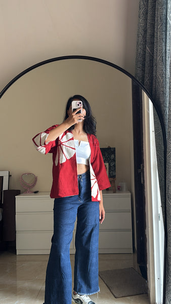 Red appliqué reversible jacket