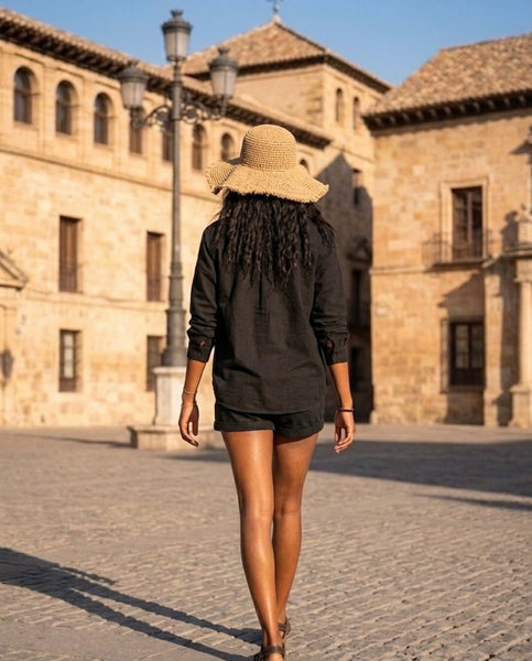 Black denim shirt