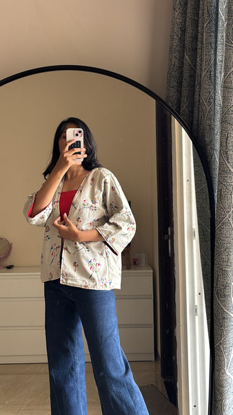 Red appliqué reversible jacket