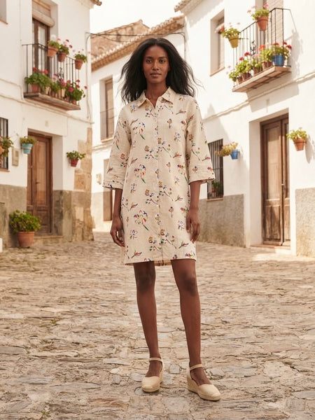 Half - floral  (shirt dress )