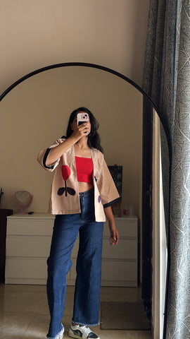 Floral appliqué jacket