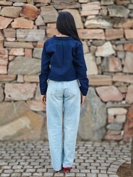 Full sleeves denim crop shirt