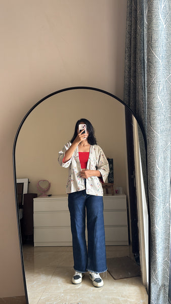 Red appliqué reversible jacket