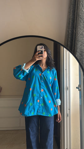 Orange green polka ( oversized shirt )