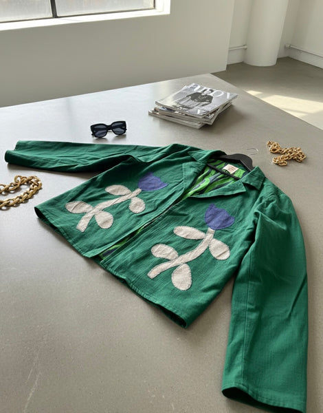 2 appliqué flower jacket