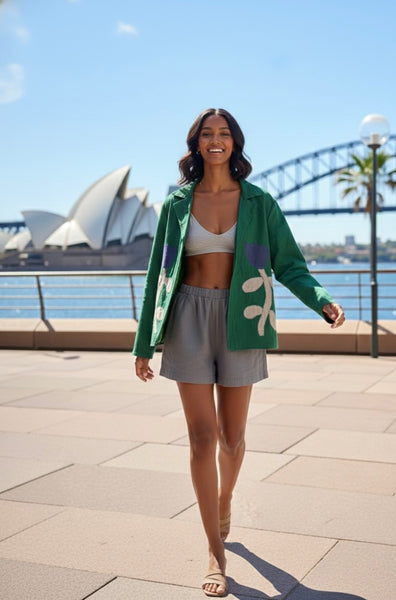 2 appliqué flower jacket