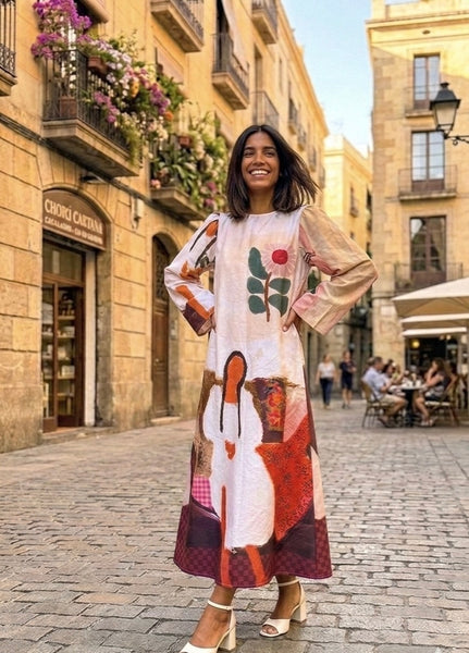 Me & my portrait ( long dress with frill belt )