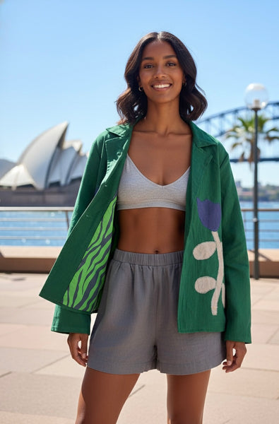 2 appliqué flower jacket