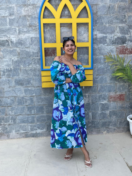 Green buds ( on & off shoulder maxi )