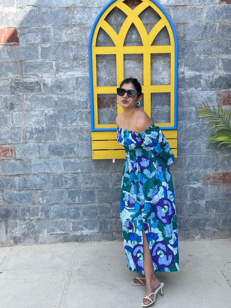 Green buds ( on & off shoulder maxi )