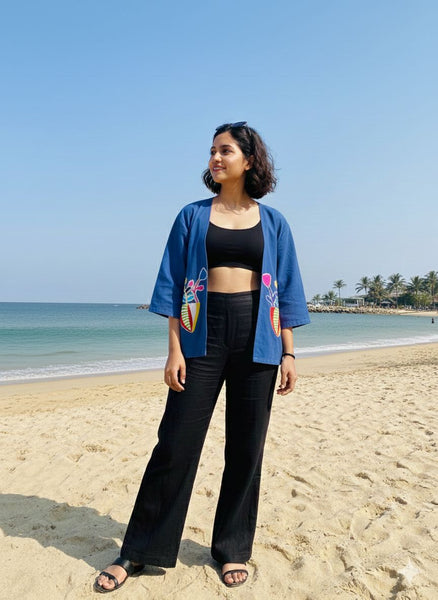 Flower pots appliqué reversible jacket ( limited edition)