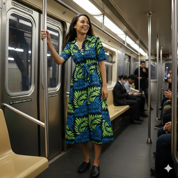 Leafy leaf ( long dress with belt )