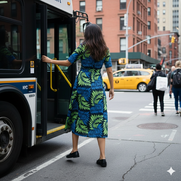 Leafy leaf ( long dress with belt )