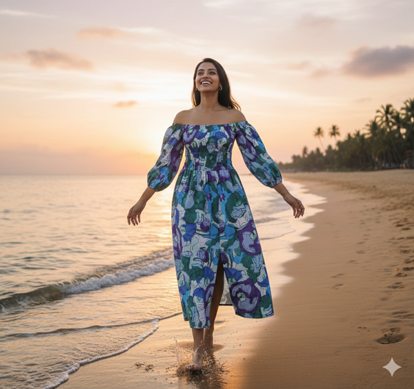 Green buds ( on & off shoulder maxi )