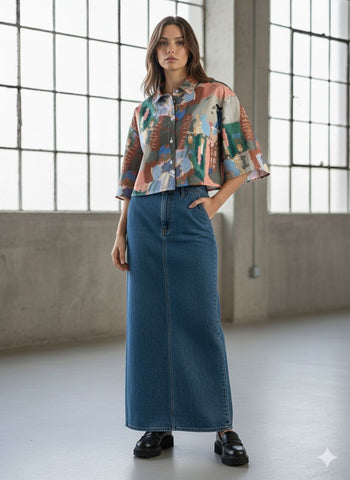Walking on street crop shirt