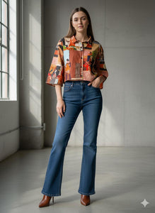 Human stain crop shirt