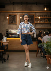 Daisy blue crop shirt