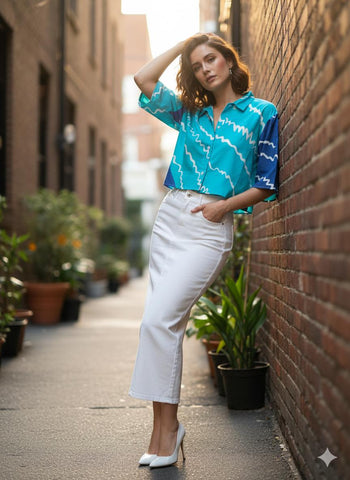 Not so blue ( crop shirt )