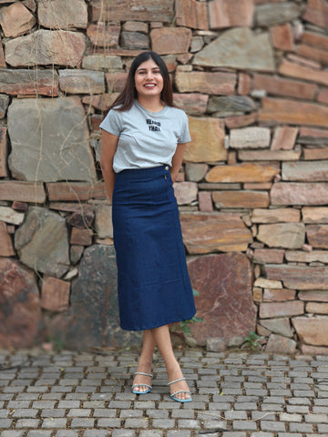 Dark blue denim skirt