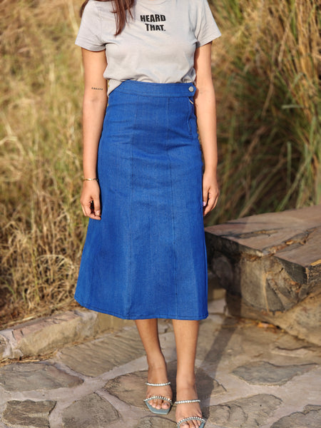 Blue denim skirt