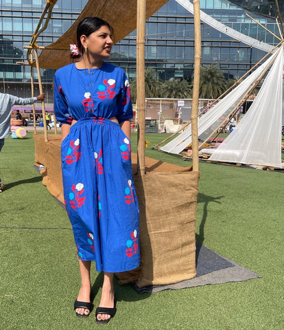 Blooming garden [cut out midi dress ]