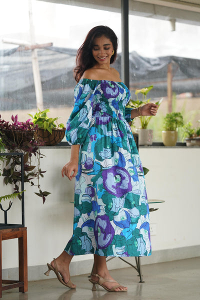 Green buds ( on & off shoulder maxi )