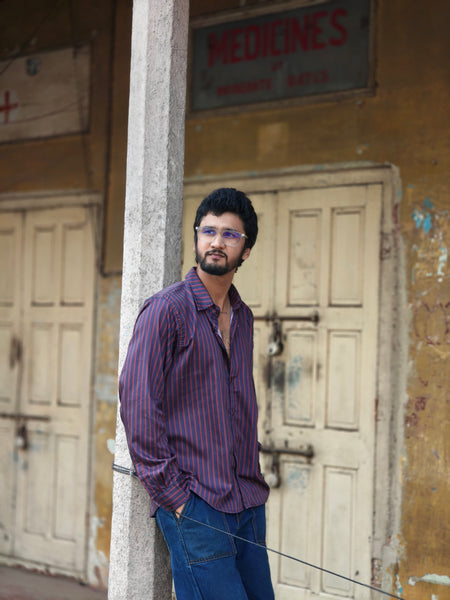 Red blue striped ( Men’s shirt )