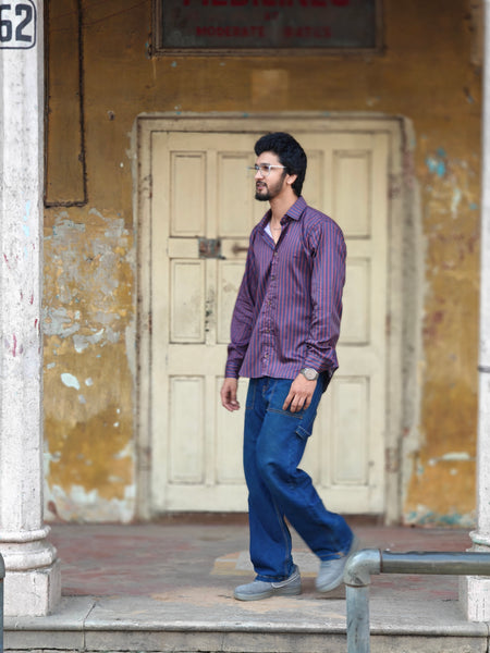 Red blue striped ( Men’s shirt )