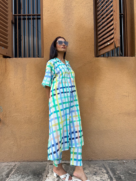 Multicolour Checkered Kurta set