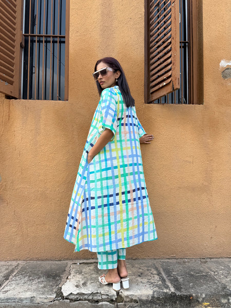 Multicolour Checkered Kurta set