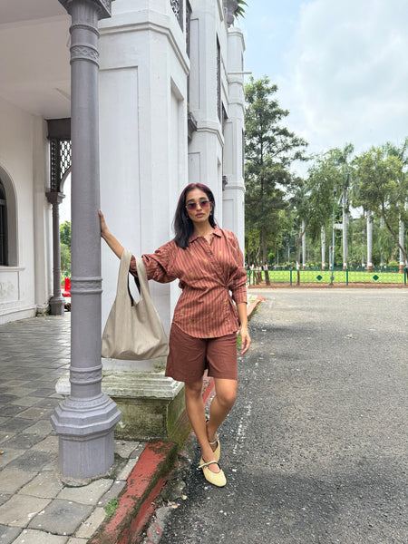 Brown striped ( side buttoned shirt )