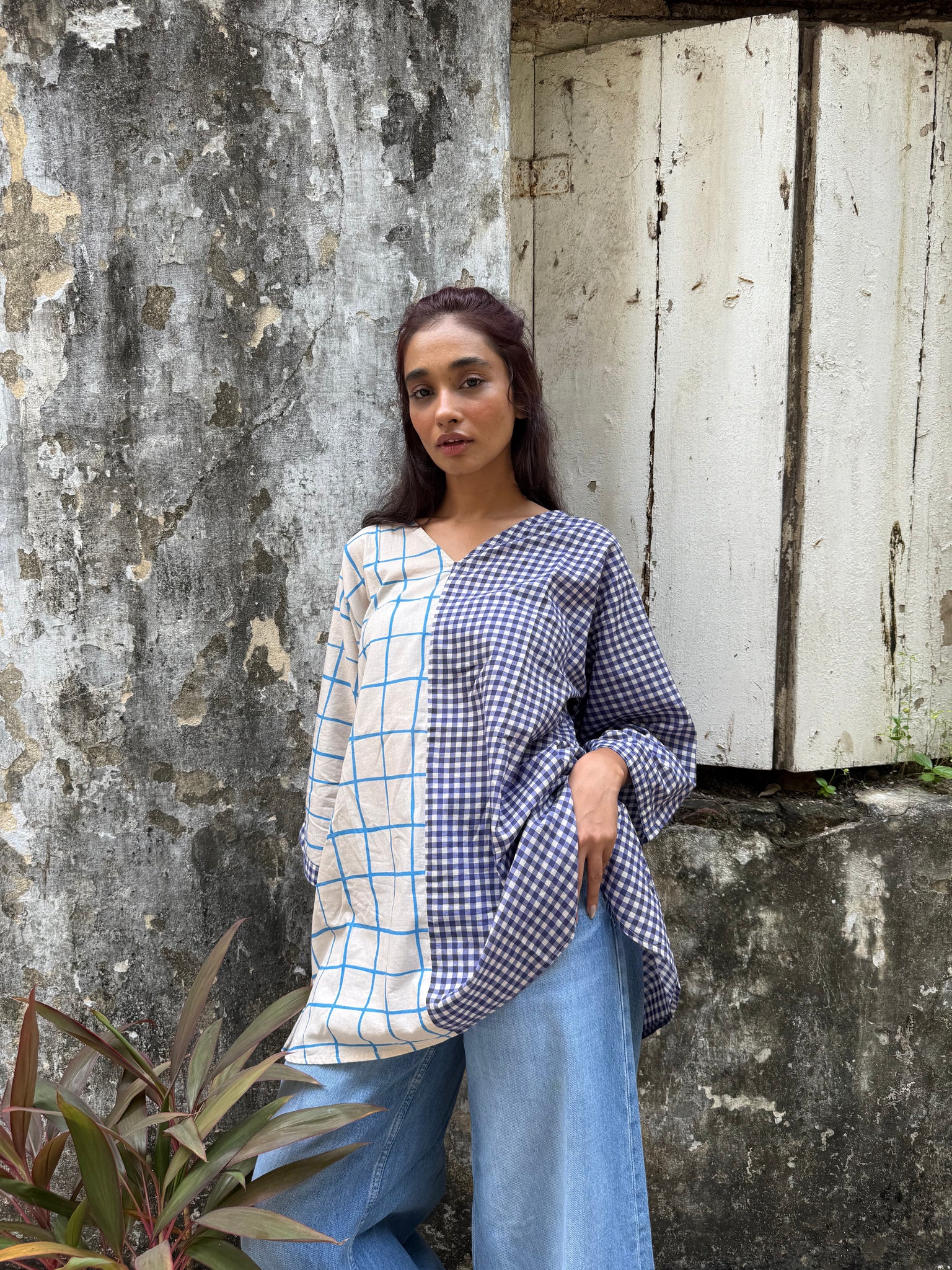 Checkered short kurta