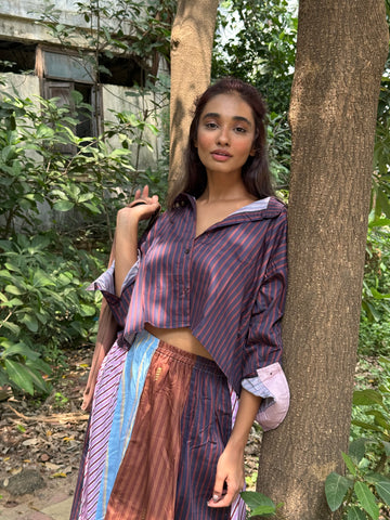 Red blue striped shirt