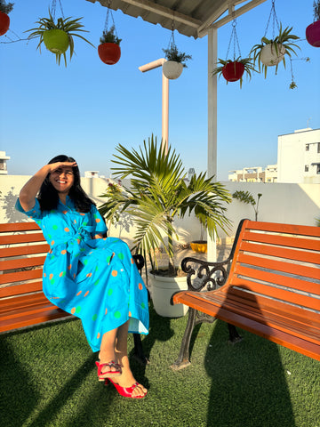 Green orange polka ( midi dress with belt)