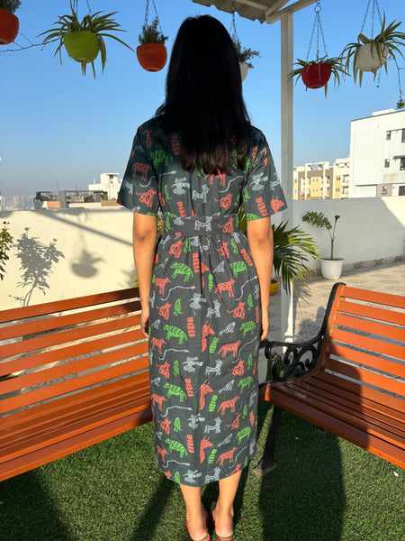 Jungle ( midi dress with belt )