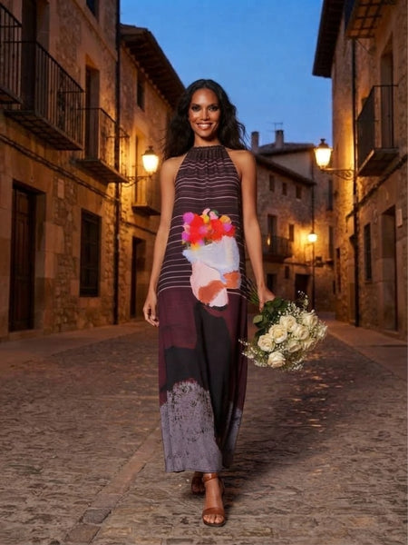 Boy & bouquet ( halterneck long dress )