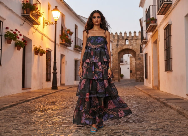 Painted garden ( frill long  dress )