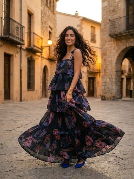 Painted garden ( frill long  dress )
