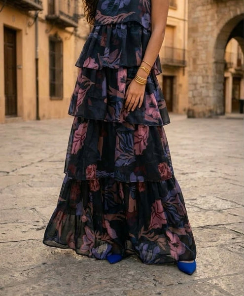 Painted garden ( frill long  dress )